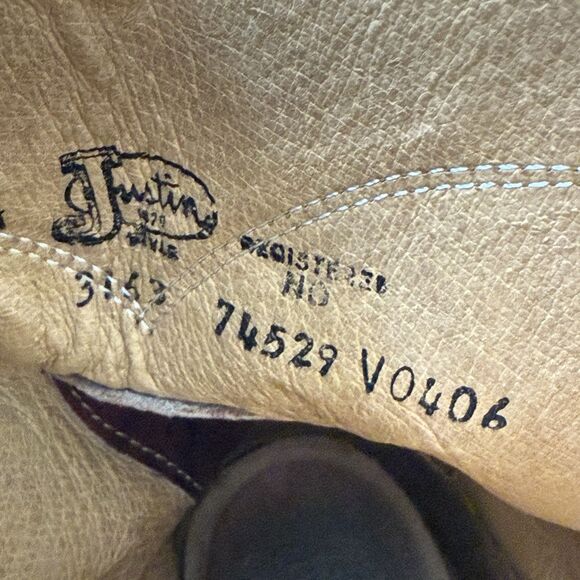 Justin Roper Boots Men 9.5D Classic Deerlite Roper Western Chestnut Marbled 3163 - Picture 14 of 15